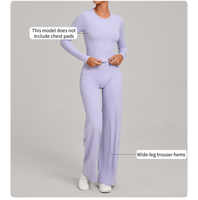 Ensemble de yoga personnalisé pour femme : haut moulant en spandex et leggings respirants à jambe droite effet push-up, en dentelle lavée, séchage rapide