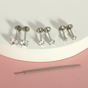 Set di Orecchini in Acciaio Chirurgico <span class=keywords><strong>per</strong></span> Donna, Tragus, Helix, Labret Senza Filettatura, Orecchino <span class=keywords><strong>per</strong></span> Cartilagine 18G, Orecchino a Lobo Piatto, Aretes De <span class=keywords><strong>Piercing</strong></span> - Product Image 2