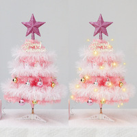 Sapin de Noël miniature de haute qualité en PVC de 45-60 cm avec écran LED blanc chaud et étoile sur le dessus pour la décoration de Noël à la maison