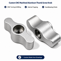 Boutons d'aile en aluminium sur mesure avec filetage interne et finition sablée