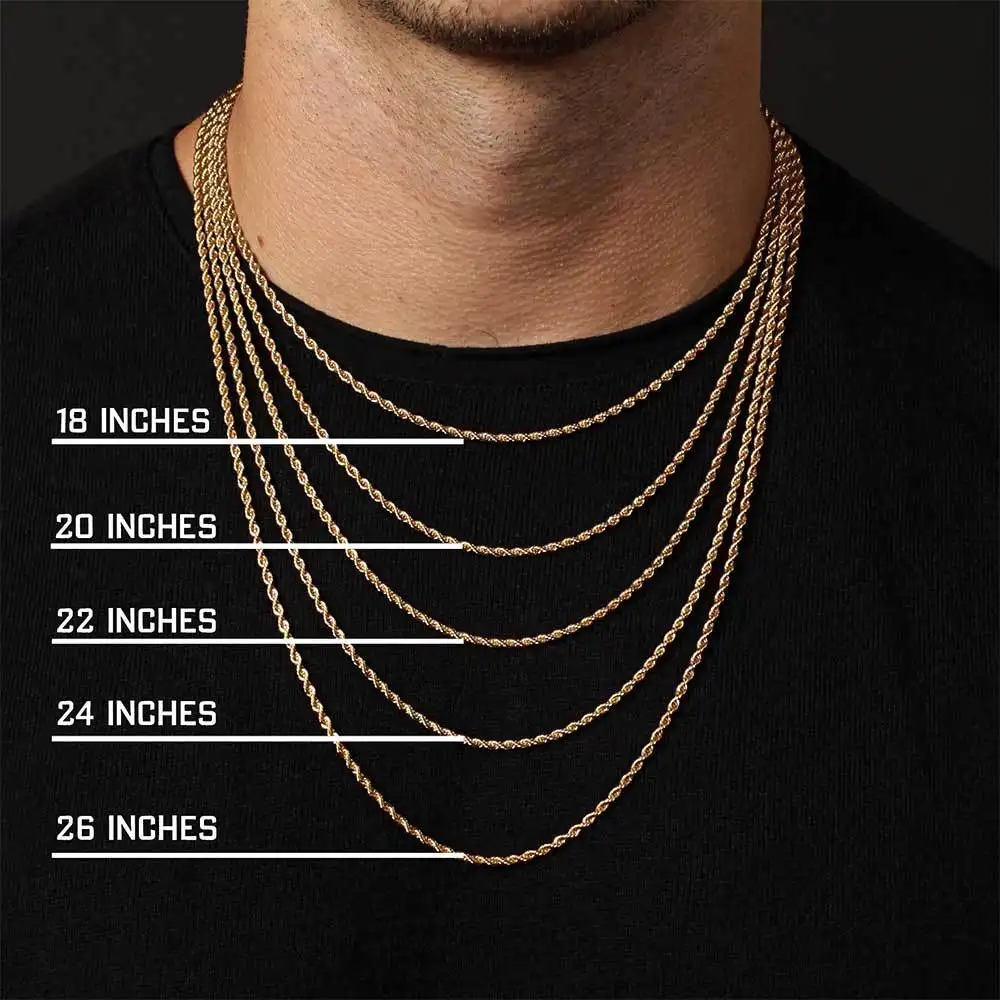 Go Party 18K Gold Plated Stainless Steel Jewelry 2mm-6mm Button Rope Chain Necklace 40cm-80cm Twist-Link Chain Men Necklaces