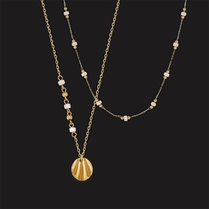 Handmade Ocean Style <b>Titanium</b> Gold Plated Elegant Choker <b>Chain</b> White Shell Beaded Collarbone Necklace - Product Image 4