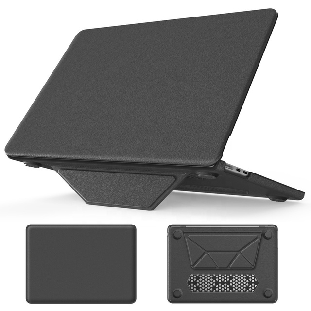 PU Leather Cover Sturdy Protective Hard Shell Case with Foldable Stand For MacBook air 13.6 inch