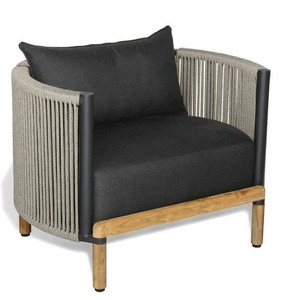 Fauteuil simple <span class=keywords><strong>en</strong></span> rotin et bois massif pour extérieur, idéal pour <span class=keywords><strong>jardin</strong></span>, balcon, véranda et mobilier <span class=keywords><strong>de</strong></span> villa - Product Image 2