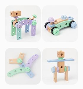 Boys Tools <b>Set</b> Stem Blocks Learning Pretend Play Construction Assemble Disassemble Wooden <b>Screw</b> Tool Kit for Kids - Product Image 5