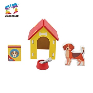 Le plus récent <span class=keywords><strong>mini</strong></span> ensemble de jeu en bois pour animaux de compagnie-Maison pour chien avec chiot, bols de nourriture et os pour faire semblant de jouer W10D683 - Product Image 3