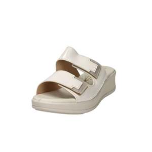 Sandali con Zeppa Cinzia Soft da Donna in Pelle Beige e Oro, Calzature Comode - Product Image 1