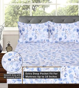 Bán Buôn Bộ Đồ Giường Sang Trọng Bộ In 6 Miếng Khăn Ga Giường Đặt Với Vỏ Gối - Product Image 5