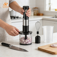 Mixeur plongeant électrique SHANGKAI, lames en acier inoxydable, sans BPA, qualité alimentaire, 240V, 6-en-1, pour écraser et presser les jus, design portable