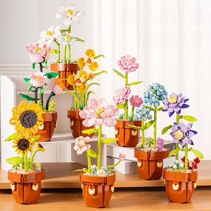 Jouet en plastique d'intérieur multi-types pour enfants, cadeau, DIY, bouquet de fleurs artificielles à assembler, fleurs de bonsaï, blocs de construction de modèles - Product Image 3