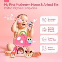Jouet en peluche personnalisé en forme de maison champignon, maison douce en forme d'animal avec renard, hérisson, hibou, lapin, cerf - Rembourrage en coton PP pour bébés filles