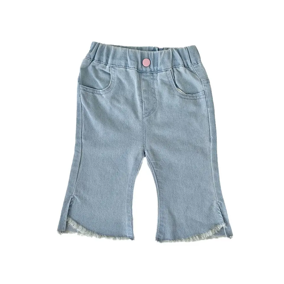 Baby Girl summer High Waist Cotton Denim Jeans Trousers Soft Pants 6-Point Shorts Flared Denim Jeans For Girl Kids