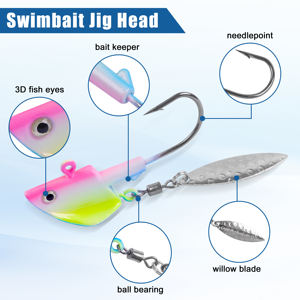 16pcs Swimbait Jig Heads Underspin Jig Head Hooks avec Willow Blade Swim Jigs pour la pêche à l'achigan Spinner Leurre - Product Image 2