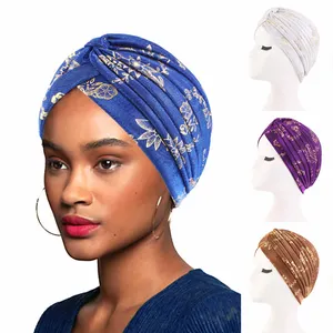 Marquage à chaud foulard froissé chapeau chapeaux musulmans africains Bonnet turban hijabs bonnet de sommeil pour les femmes bandana ethnique Bonnets personnalisés