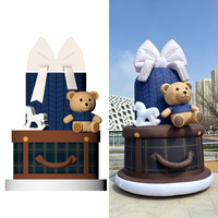 Gâteau d'anniversaire gonflable géant personnalisé en tissu Oxford avec éclairage LED pour événements extérieurs, fêtes et décoration publicitaire