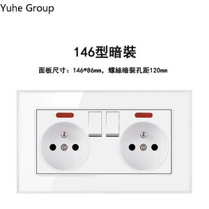 Enchufe e Interruptor de Pared de Cristal Francés con Puertos de Carga USB Dobles, Panel Táctil Europeo 16A - Product Image 3