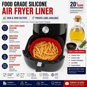 Revêtements en silicone pour friteuse à air OEM ODM, qualité alimentaire, réutilisables, 60g, antiadhésifs, ronds, pour cuisine - Product Image 1