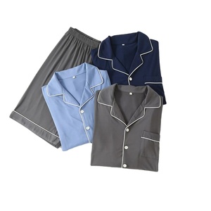 93% 7% in fibra di bambù Spandex Plus Size 4 stagione Set di pigiami da uomo a manica corta pigiami da notte per il tempo libero - Product Image 2