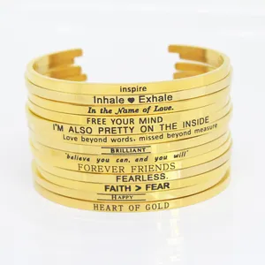 Braccialetti gioielli personalizzati in acciaio inossidabile placcati Anti allergia incoraggiano braccialetto in oro rosa per le donne