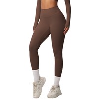 Leggings pour femmes, style ajusté, couleur unie, tissu brossé double face, taille haute, longueur intégrale, spandex/nylon, yoga