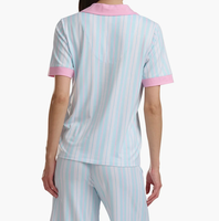 Conjunto de Pijamas de Verano al por Mayor para Mujer, Talla Grande, 2 Piezas, Manga Corta, Traje Informal a Rayas, Ropa de Dormir