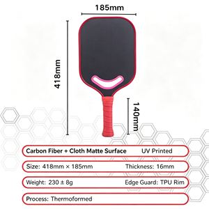 ไม้พายพิคเคิลบอลสำหรับเด็ก GQK T800 คาร์บอน แกนรังผึ้ง หนา 16 มม. หน้าไม้ตอบสนองไวพิเศษ ทนทาน - Product Image 6