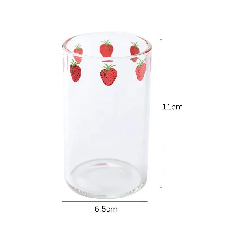 300Ml Creatieve Aardbei Schattige Nordic Glazen Beker Met Stromelk Hittebestendige Glazen Mok Melk Thuis Feest Drinkbeker