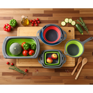 Passoire de cuisine multifonctionnelle rétractable et pliable en silicone pour laver les légumes et les fruits - Product Image 1