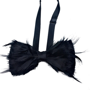 Custom Handmade Natural Brooch Lapel Pin Feather Bow Tie for Wedding Accessory <strong>Party</strong> Men Tuxedo Necktie Costume Clothing - Product Image 5