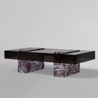 Table basse en marbre et verre trempé de style moderne minimaliste de petite taille de luxe italien pour le salon la chambre à coucher le rangement