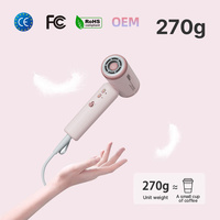 Sèche-cheveux portable mini haute vitesse avec moteur sans balais, ions négatifs, 1400W, pour les voyages et les hôtels