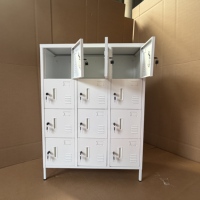 Casier de rangement moderne en acier blanc à 12 portes avec serrure à clé, armoire métallique verrouillable pour l'école et l'hôpital
