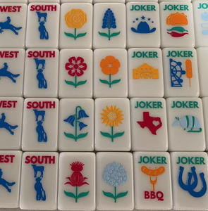 En stock : Tuiles de Mahjong Thème Texas, Luxe, 160 tuiles en acrylique, simple couche, pour soirées de jeu et divertissement - Product Image 1