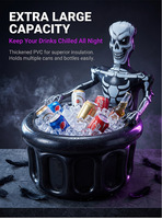 ANL Glacière portable légère et étanche en PVC motif Crâne d'Halloween pour le camping, les fêtes en extérieur et le stockage de boissons