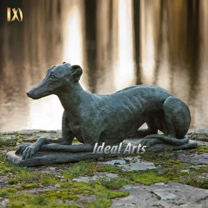 Sculptures de lévriers en bronze grandeur nature style Art déco, statue de chien classique européenne pour extérieur - Product Image 3