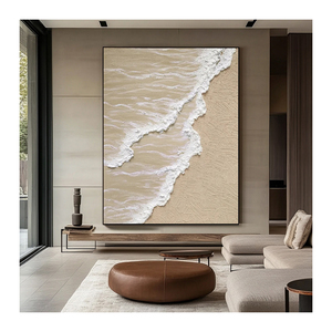 Décoration d'intérieur, toile faite à la main, peinture abstraite moderne Wabi Sabi, paysage marin, art mural texturé 3D - Product Image 6