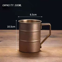 Mug en acier inoxydable pour l'extérieur, 380 ml/500 ml, style industriel or/argent, qualité alimentaire, tasse à café/bière avec poignée pour le camping