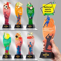 Trophée en cristal personnalisable Série Sportive : Basketball, Football, Tennis de table, Badminton, Baseball, Volleyball, Natation, Marathon, Saut