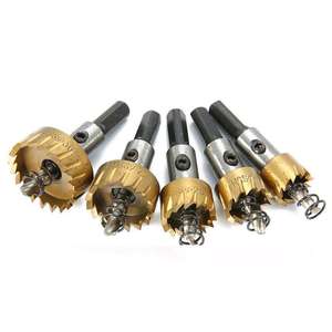 High Speed Steel Titanium Coated Hole Saw Drill Bit For Metal Cutting Expansion Drilling <b>Tool</b> Gold Finish - Product Image 4