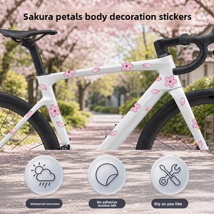 Juego de Adhesivos <span class=keywords><strong>para</strong></span> Bicicleta JOHORSE con Diseño de Flor de Cerezo, Impermeables, Antideslizantes, Resistentes al Desgaste, Autoadhesivos <span class=keywords><strong>para</strong></span> Cuadro de Bicicleta de Montaña, Carretera y Scooter - Product Image 1