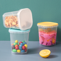 Boîte d'emballage pour crème et snacks, personnalisable OEM/ODM avec logo de marque, 500 ml/16 oz, carrée, avec couvercle inviolable, en PP de qualité alimentaire fabriqué à partir de matériaux recyclés