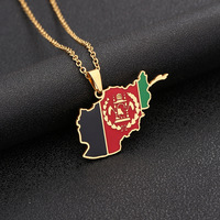 Collier afghan Kuchis en argent avec pendentif drapeau national, unisexe, bijoux en acier inoxydable, bijoux pour femmes