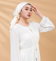 Hijab instantané en satin de soie de qualité supérieure, foulard carré, mouchoir, blanc Koweït, Jilbab confortable pour usage quotidien, vente en gros personnalisée
