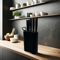 Ensemble de cuisine de cinq pièces avec outils essentiels comprend un couteau de chef couteau utilitaire préparation de la viande porte-couteau en métal nouveau produit