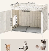 Fobyfurny - Enclos pour litière de chat en rotin tressé à la main et maison pour chat avec design dissimulé, 2 crochets en S pour salon et chambre à coucher