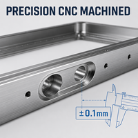 Cadre en aluminium usiné CNC sur mesure avec découpes pour ports I/O argentés pour boîtier d'affichage numérique grand format OEM