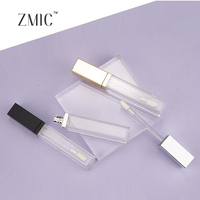Tubes de gloss à lèvres transparents de 8 ml, tubes carrés vides pour gloss à lèvres en or et argent, tube de rouge à lèvres liquide en plastique avec logo personnalisé et pinceau souple