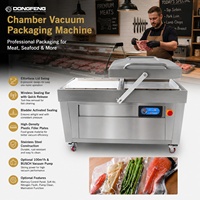 Máquina de Envasado al Vacío de Doble Cámara Comercial de Alta Eficiencia, Selladora al Vacío de Alimentos SUS 304 para Carne, Aves, Mariscos, Fábrica