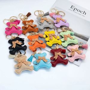Pu Leather Multi-color <b>Cute</b> <b>Bear</b> Bag Pendant Keychain Creative and Trendy Colorful <b>Bear</b> Car Keychain Pendant - Product Image 6