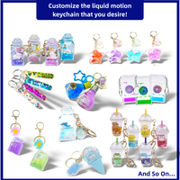 Porte-clés en acrylique rempli de liquide, cadeau promotionnel OEM, avec jouet en carton à l'intérieur, forme de diamant en plastique, eau et huile flottantes à l'intérieur